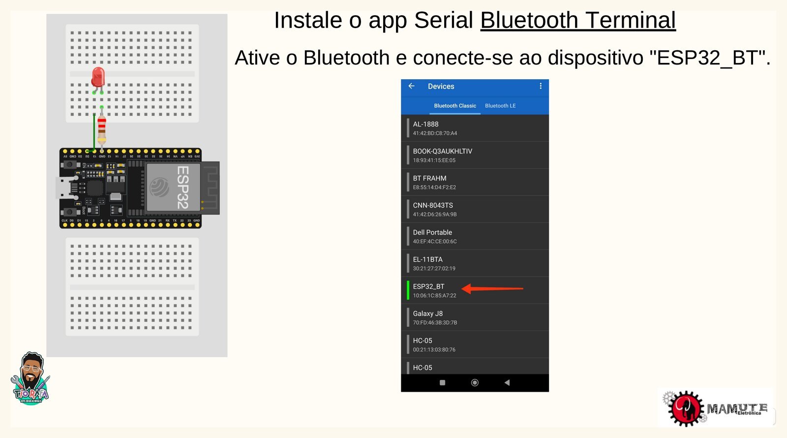 Instalando o app Serial Bluetooth Terminal e conectando ao ESP32_BT