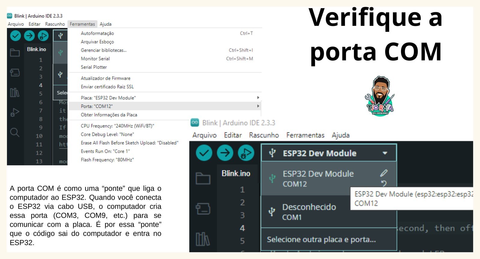 Verificando a porta COM na IDE do Arduino