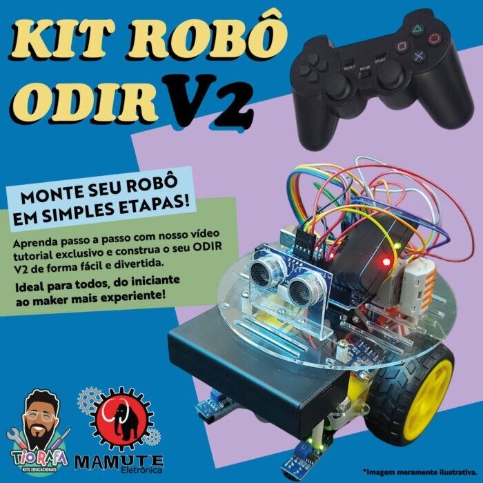 Kit Robô ODIR V2, com controle joystick de PS2 sem fio